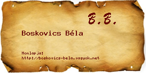 Boskovics Béla névjegykártya